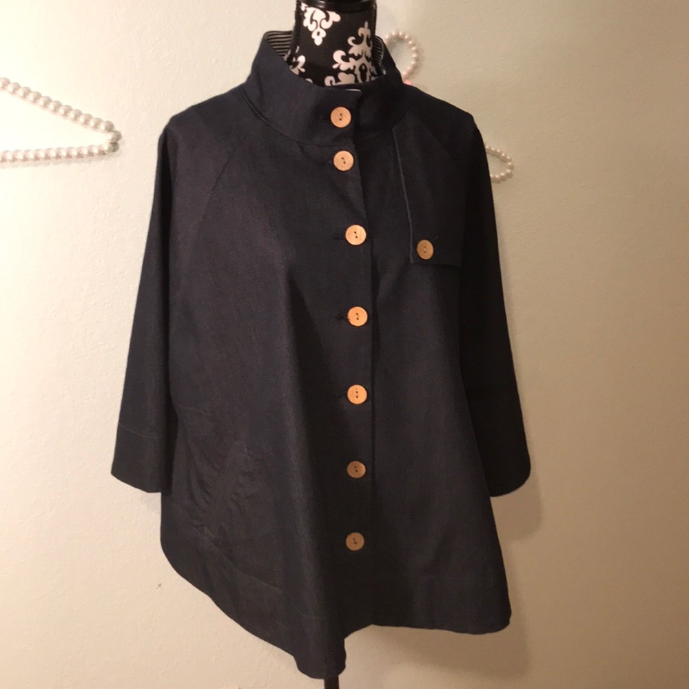 NWOT Romantic Dark Navy Denim Look Cape